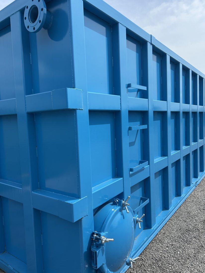 A shop-fabricated EnviroBox modular steel storage tank ready to set