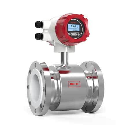 LDG-A100 Electromagnetic Flowmeter with flanged process connections and integrated display