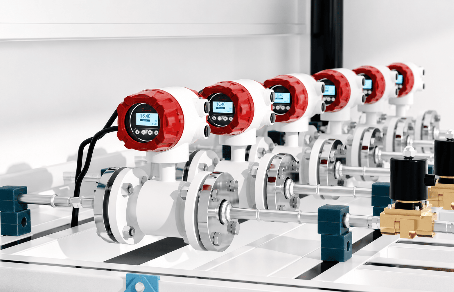 Electromagnetic flowmeters on the production and quality assurance line