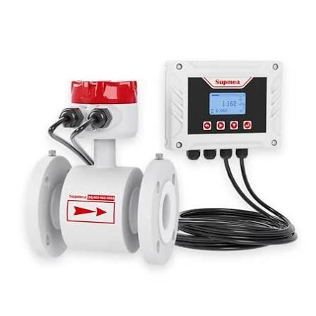 Electromagnetic flowmeter with remote-mount controller and display unit
