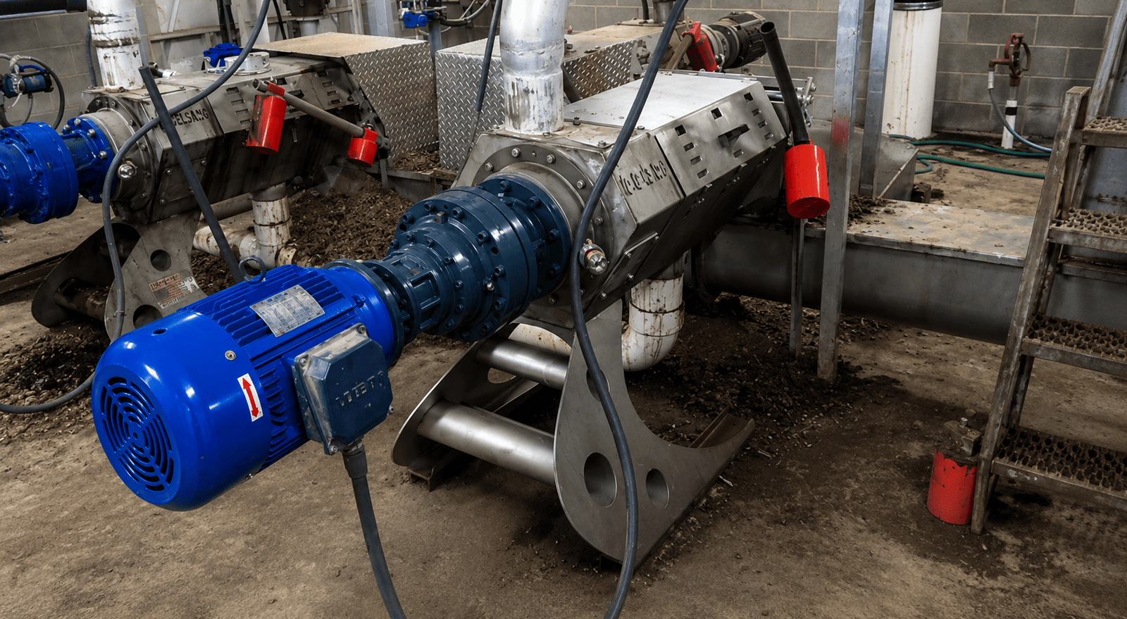Doda screw separator with blue motor and separator body