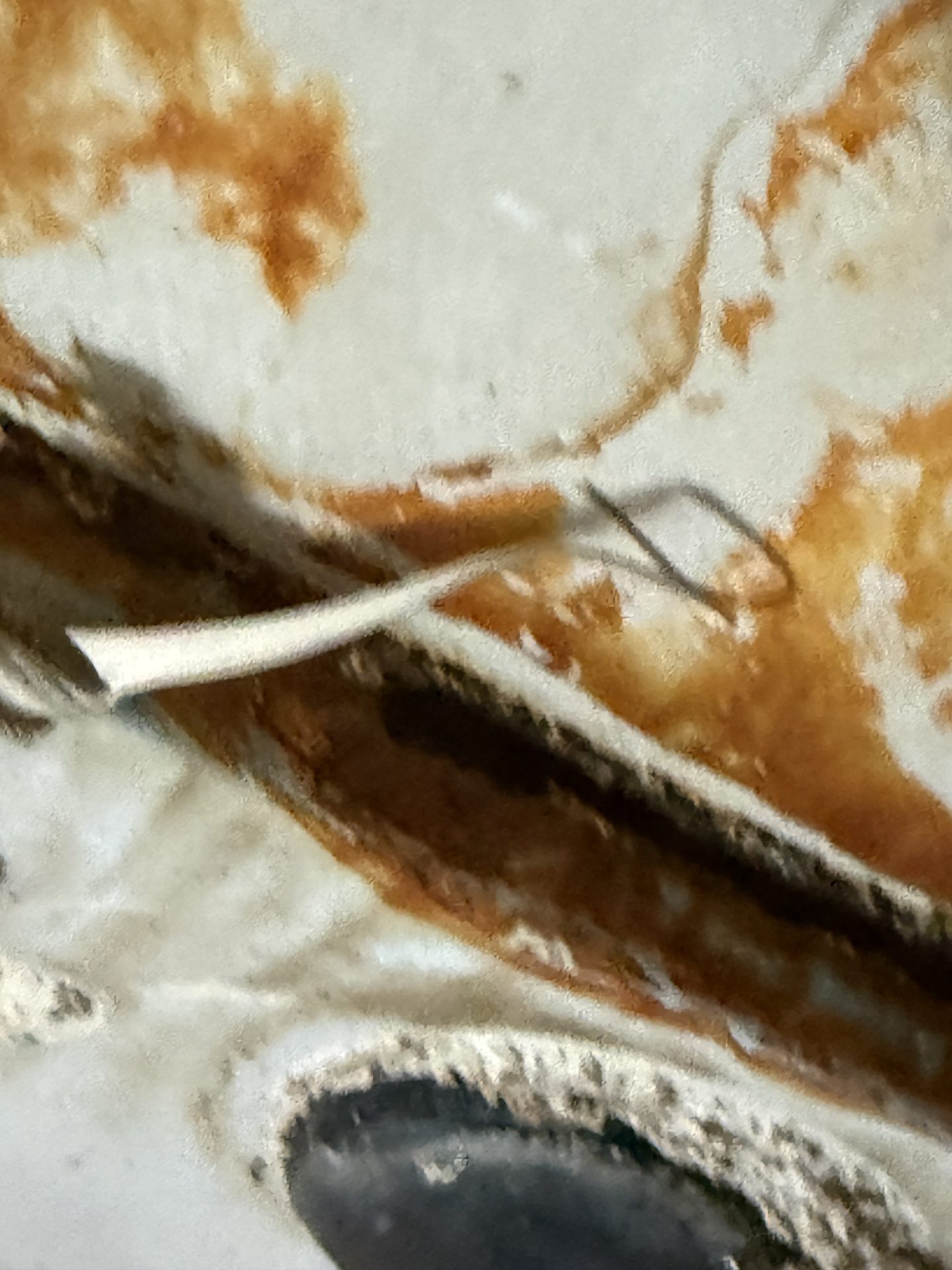 Close-up of liner and coating failure at a corroded tank seam